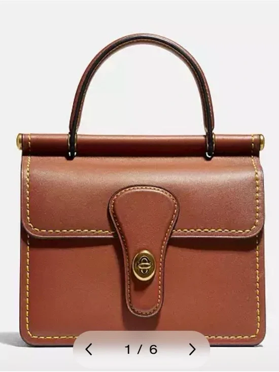 Brown Coach Willis Glovelesthered Top-Handle 18 Satchel with Crossbody Strap - Picture 11 of 11